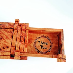 wooden puzzle box - Secret Jewelry Box Case - cider wood - Wooden Magic Puzzle -PUZZLE Lock box -  handmade box