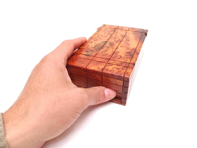 Gift Wooden puzzle box Engraved wooden Box Case Thuya wood Wooden Magic Puzzle PUZZLE Lock box wooden handmade box zdjęcie 5