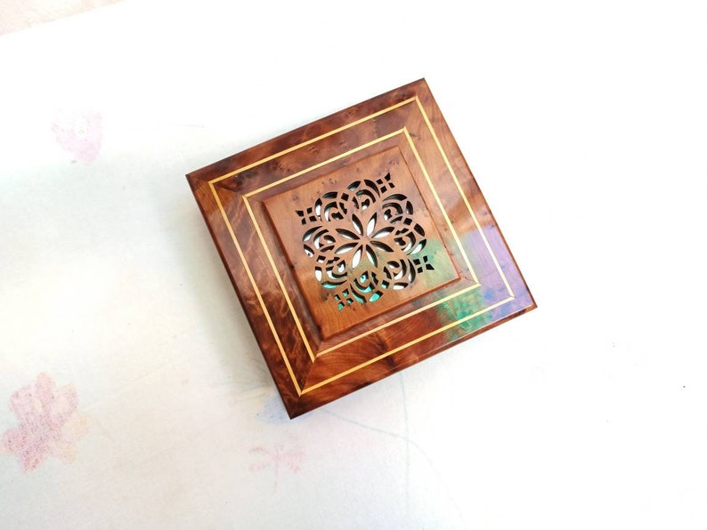 FAST Shipping** Secret box for small jewelry Earring organizer MOROCCO Thuya wood handmade wooden decoration wooden box