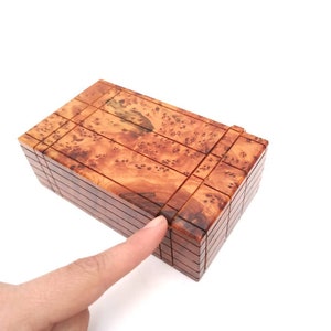 Gift Wooden puzzle box Engraved wooden Box Case Thuya wood Wooden Magic Puzzle PUZZLE Lock box wooden handmade box zdjęcie 4