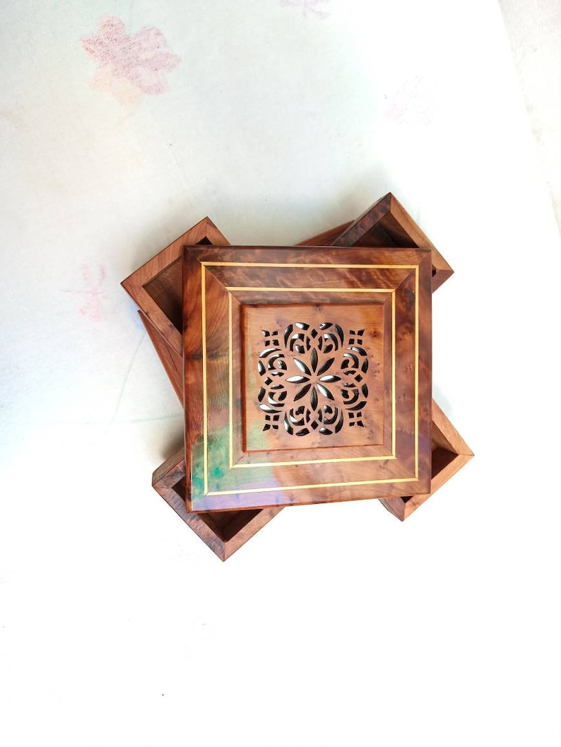 FAST Shipping** Secret box for small jewelry Earring organizer MOROCCO Thuya wood handmade wooden decoration wooden box