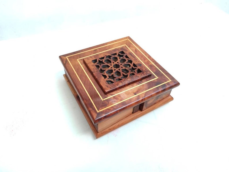 FAST Shipping** Secret box for small jewelry Earring organizer MOROCCO Thuya wood handmade wooden decoration wooden box