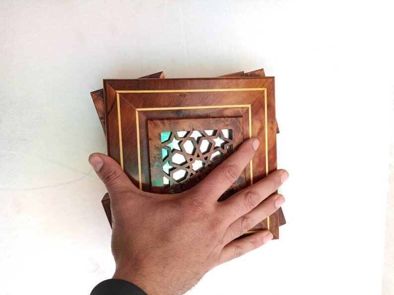 FAST Shipping** Secret box for small jewelry Earring organizer MOROCCO Thuya wood handmade wooden decoration wooden box