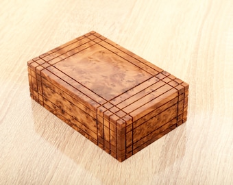 Wooden puzzle box made by Thuya wood - Secret Jewelry Box Case - cider wood - Wooden Magic Puzzle - PUZZLE Lock box - wooden handmade box