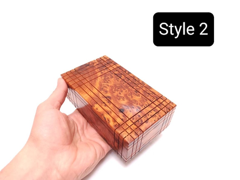 Gift Wooden puzzle box Engraved wooden Box Case Thuya wood Wooden Magic Puzzle PUZZLE Lock box wooden handmade box Style 2