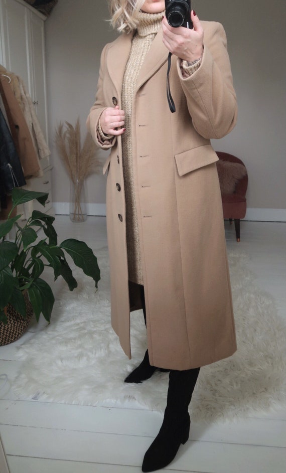 Vintage tan long coat, vintage camel coat, vintage
