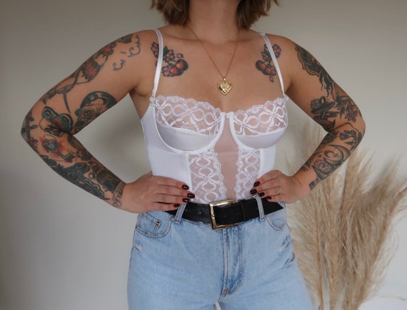 Vintage lace basque, vintage lace corset, vintage