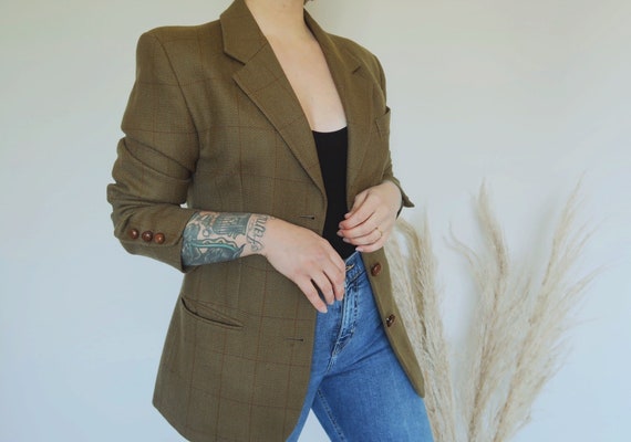 Vintage green check Mulberry wool blazer, vintage
