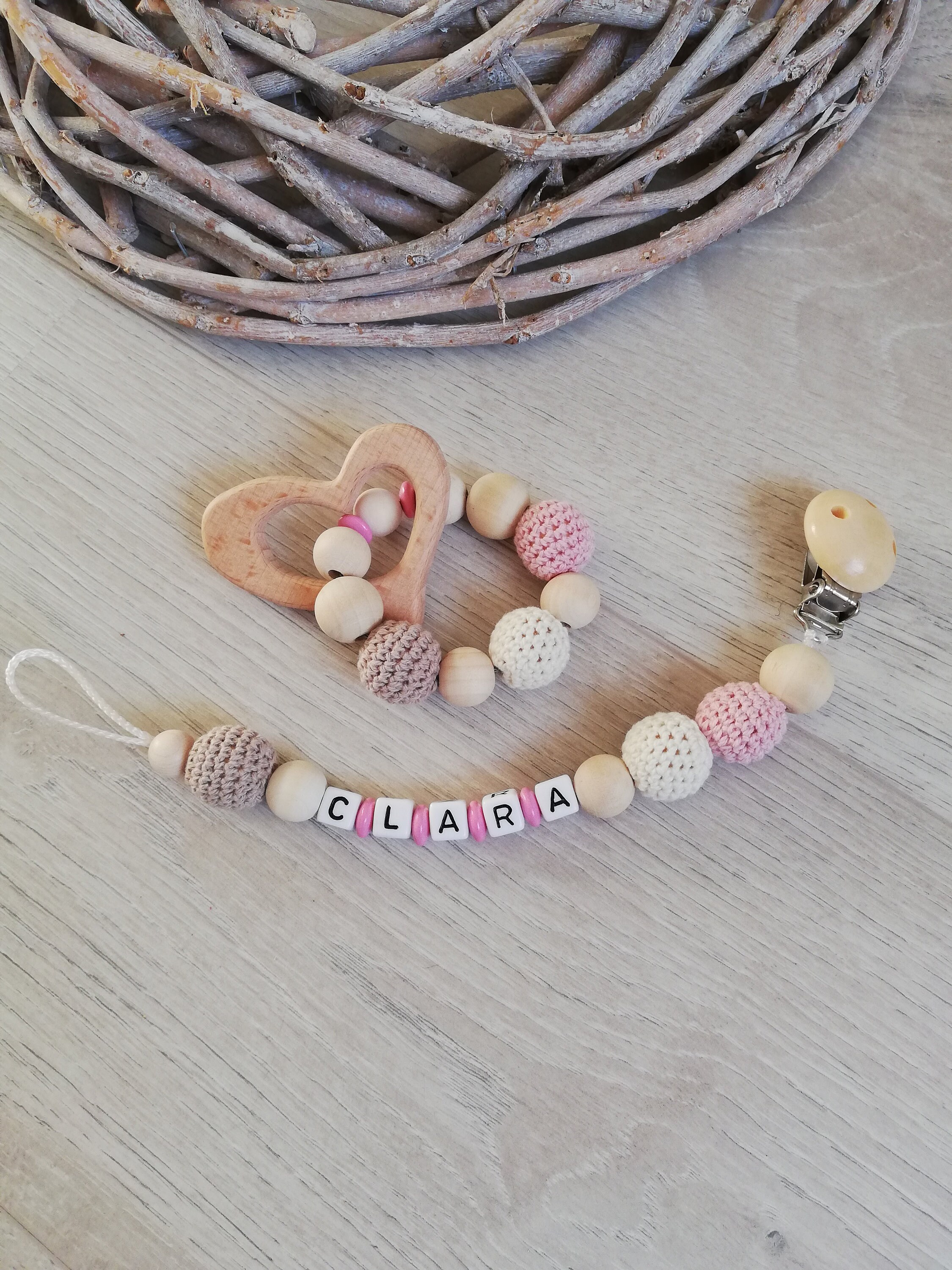 Pacifier necklace with or without name in desired color baby Etsy