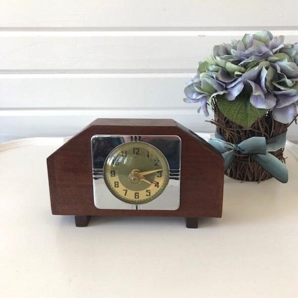 Vintage Handmade Clock Electric / Mantle or desk / Mid Century / One of a Kind