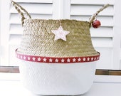 Christmas star basket White belly basket White dipped basket Nordic Christmas basket Storage basket Festive basket Nordic basket