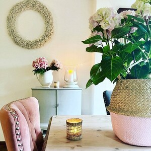 Pale Pink Dipped Seagrass Basket: Hand-Painted Home Storage