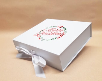 Merry Christmas Gift Box | Luxury Magnetic Closure Box | Ribbon | Xmas Box