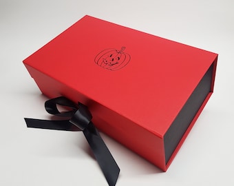 Halloween Gift Box | Red Luxury Magnetic Box with Ribbon