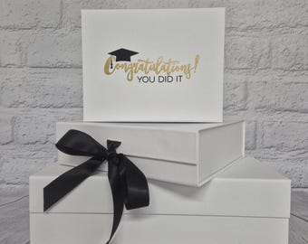 Personalised Graduation Keepsake Box: Recycled Gift with Ribbon