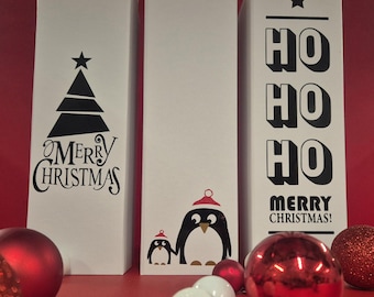 Christmas Wine Bottle Gift Box: Magnetic Closure, Holiday Designs