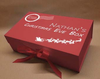 Personalised Christmas Eve Gift Box: Luxury Magnetic Closure with Ribbon