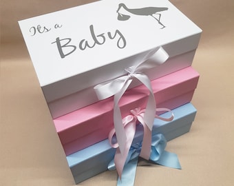 Baby Keepsake Gift Box: Luxury Magnetic Closure with Ribbon