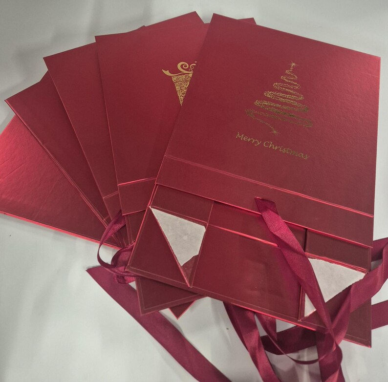 Pack of Christmas Gift Boxes With Tissue Paper and Ribbons Etsy UK