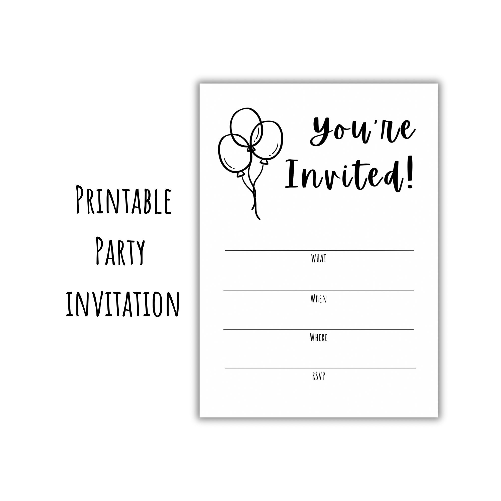 Du bist eingeladen! Party-Einladung ausfüllen - Sofort-Download - PDF 5x7" Kinder-Erwachsenen-Party