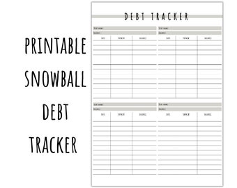 Debt Snowball Tracker- Debt Payoff Tracker Printable - Printable download PDF - budget Tool - Finance Planner debt tracker, instant download