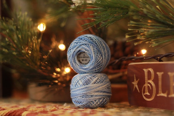 Summer Sky Variegated Color Valdani Pearl Cotton Thread Ball Size 12 M42