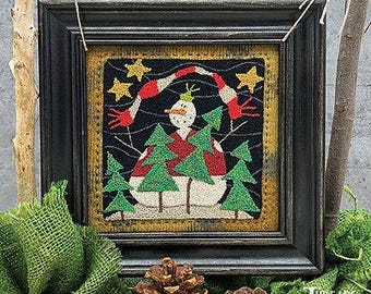 Threads that Bind 731 TREE FARMER Punch Needle Pattern snowman tree Christmas Barn STARS