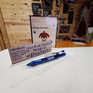 Ultra Punch Needle Set- PunchNeedle Tool with 3 needles - Punch Needle Embroidery Tool - Small - Medium - Large Needle