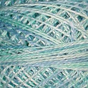 May include: A skein of light blue and turquoise yarn with a subtle shimmer.