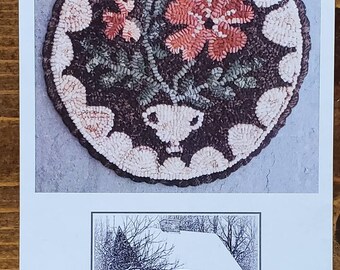 Rug Hooking Pattern Farmstead Prim Rose primitive 13 inch Chair pad PAPER PATTERN