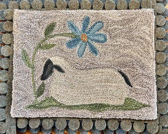 Punch Needle Pattern The Old Tattered Flag Tattered  SLEEPY SHEEP on pre-printed weavers cloth