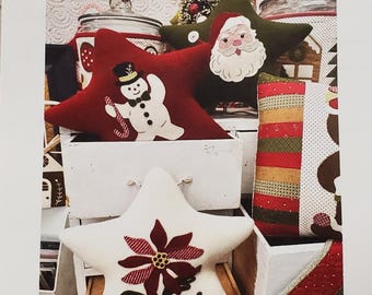 Wool Applique BUTTERMILK BASIN 3 Holiday Stars Ornaments Christmas Patterns