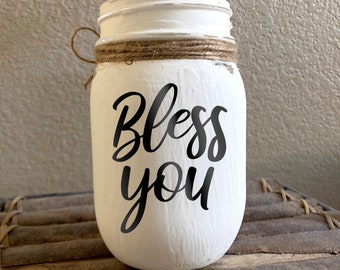 Bless You Decal - Tissue Holder Vinyl Decal Sticker - DECAL ONLY - Tissue Box / Tissue Cover / Home Decor Decal