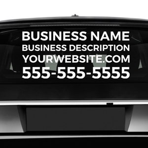 Custom Business Car Vinyl Decal Sticker - Back Windshield Custom Business Car Decal - Company Car Decal - Promotional Car Decal