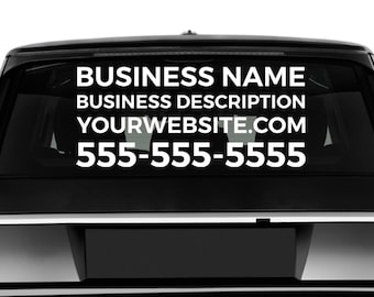 Custom Business Car Vinyl Decal Sticker - Back Windshield Custom Business Car Decal - Company Car Decal - Promotional Car Decal