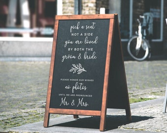 Pick A Seat Not A Side Wedding Sign Decal - Wedding Decor - Rustic DIY Wedding Sign Decal Vinyl Sticker - DECAL ONLY