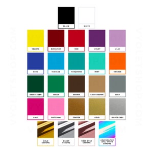 May include: A chart of 20 different colors, including black, white, yellow, red, blue, green, brown, pink, gold, and silver. The colors are arranged in a grid pattern and labeled with their names.