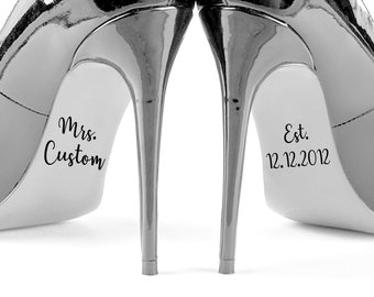 Custom Wedding Shoe Decal - Surname & Date Bridal Shoe Sticker - Personalized Wedding Name and Date Bridal Shoe Decal - DECAL ONLY