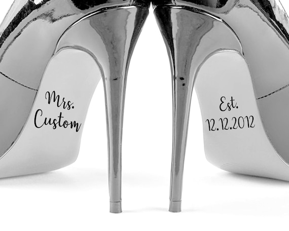 Custom Wedding Shoe Decal - Surname & Date Bridal Shoe Sticker - Personalized Wedding Name and Date Bridal Shoe Decal - DECAL ONLY