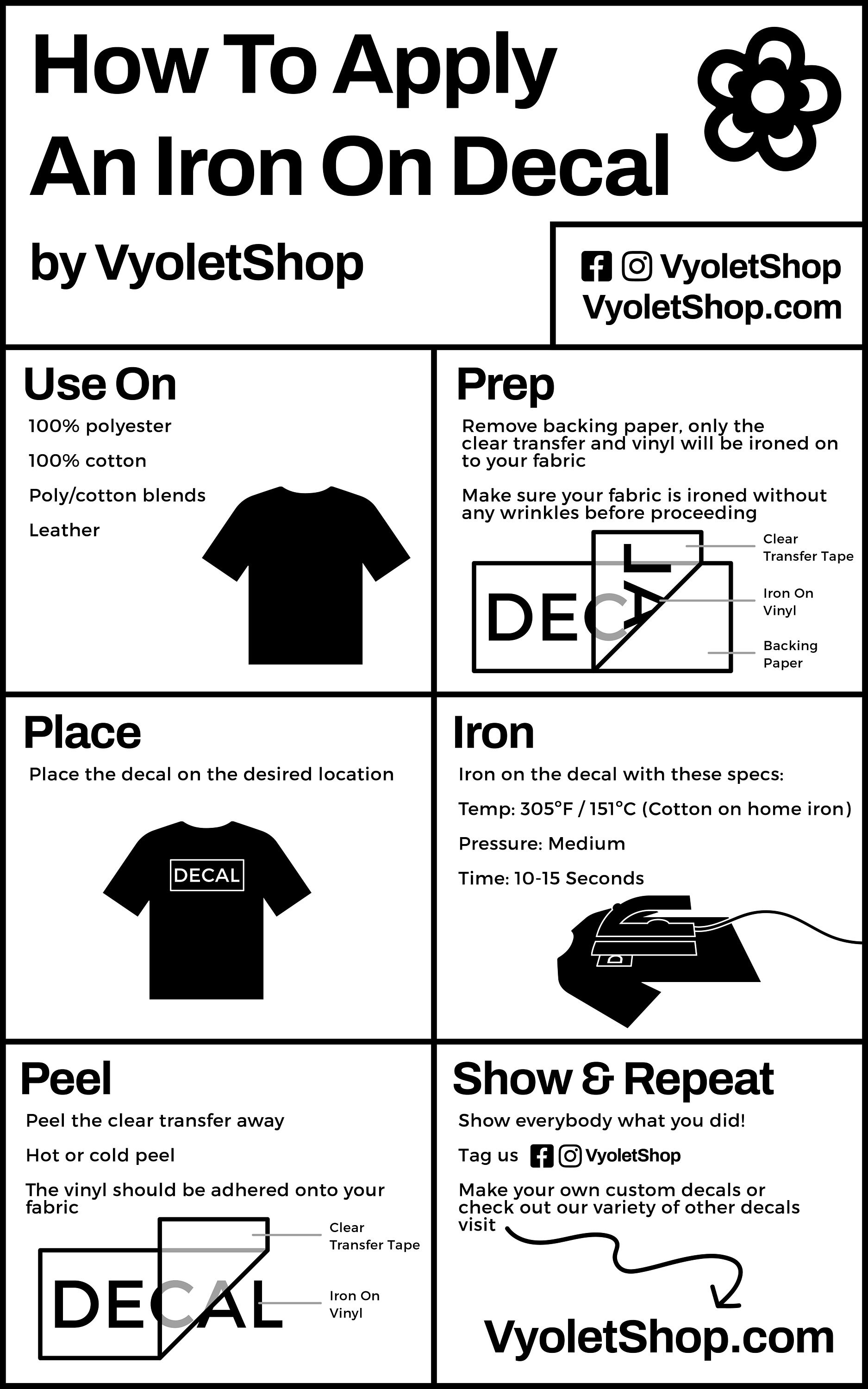 Custom Iron on Vinyl Decals for Tshirts DECAL ONLY Etsy