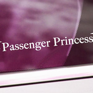 Passenger Princess Vinyl Decal - Car Window Mirror Decal - Girlfriend Sticker - Sun Visor Mirror Decal - Cute Car Decal - Stars