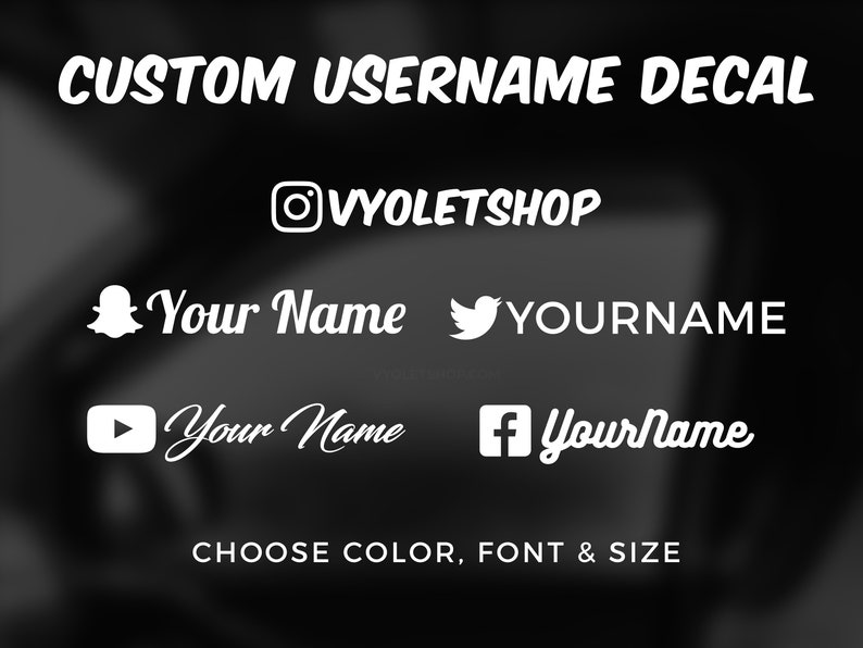 Custom Social Media Username Decal - Personalized Username Sticker - Social Media Car Window Vinyl Decal Sticker 