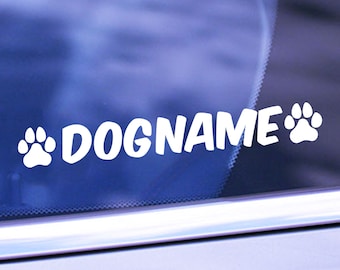 Custom Dog Name Decal - Paw Print Dog Name Sticker - Personalized Pet Decal - Dog Bowl Decal - Gifts for Dog Lovers - Sticker for Dog Bowl