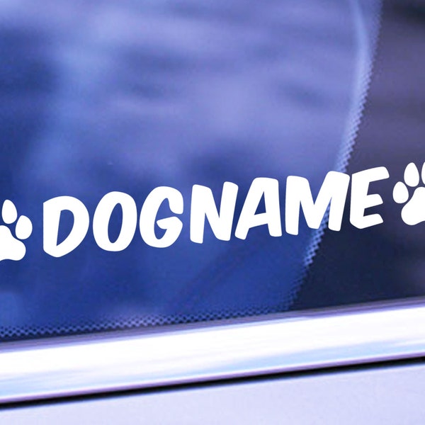 Custom Dog Name Decal - Paw Print Dog Name Sticker - Personalized Pet Decal - Dog Bowl Decal - Gifts for Dog Lovers - Sticker for Dog Bowl