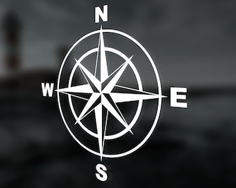 Nautical Compass Decal - Compass Vinyl Decal - Car Decal - Tumbler Decal - Laptop Decal - Compass Sticker - Adventure Decal