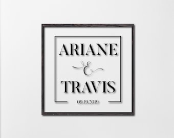 Couples Names and Wedding Date Decal - Mr. & Mrs. Personalized Names Wedding Decal Sticker - Card Box Decal - DIY Engagement Wedding Sign
