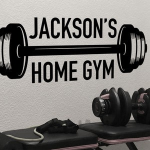 Home Gym Wall Decal - Personalized Gym Vinyl Wall Decal - Custom Fitness Center Wall Decal - Home Gym Family Name Decal