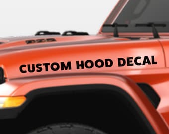 2 Custom Hood Decals - 3 Inches Tall - Car Hood Vinyl Decals - Truck Decal - Off Road Sticker - Car Name Decal - Custom Name Text