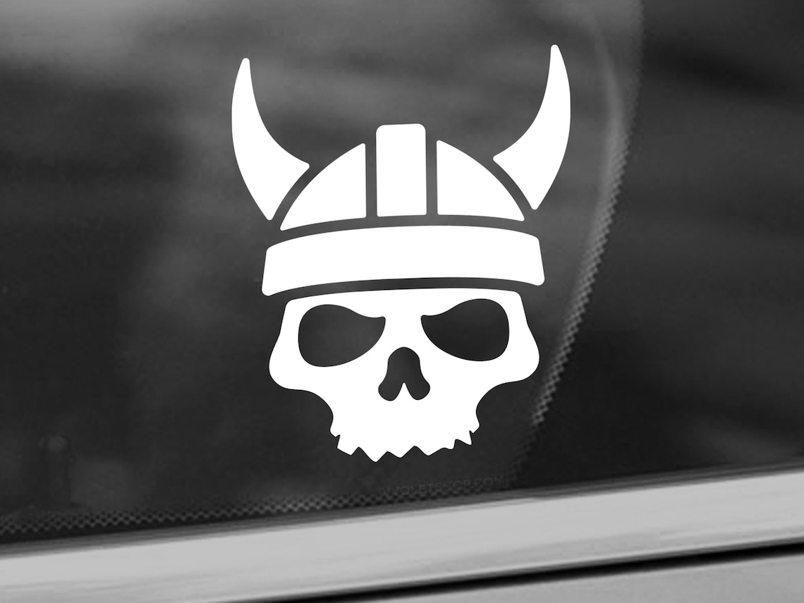 Viking Skull Helmet Decal Viking Sticker Decal Car Decal Etsy