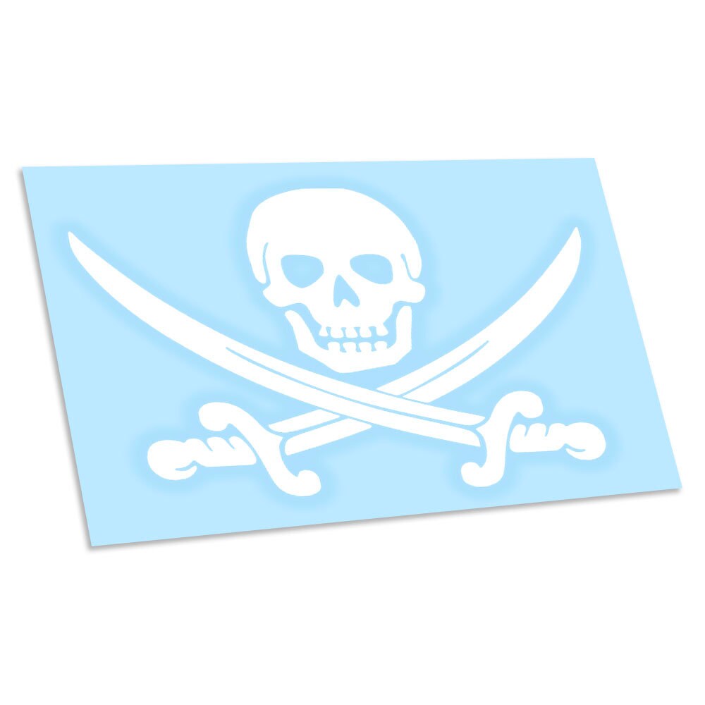 Skull Crossed Swords Flag - Reflective Sticker at Sticker Shoppe